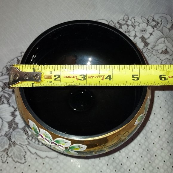 Handmade Rococo Thick Crystal Glass Dessert Candy Bowl Black/Gold NEW - Picture 9 of 9